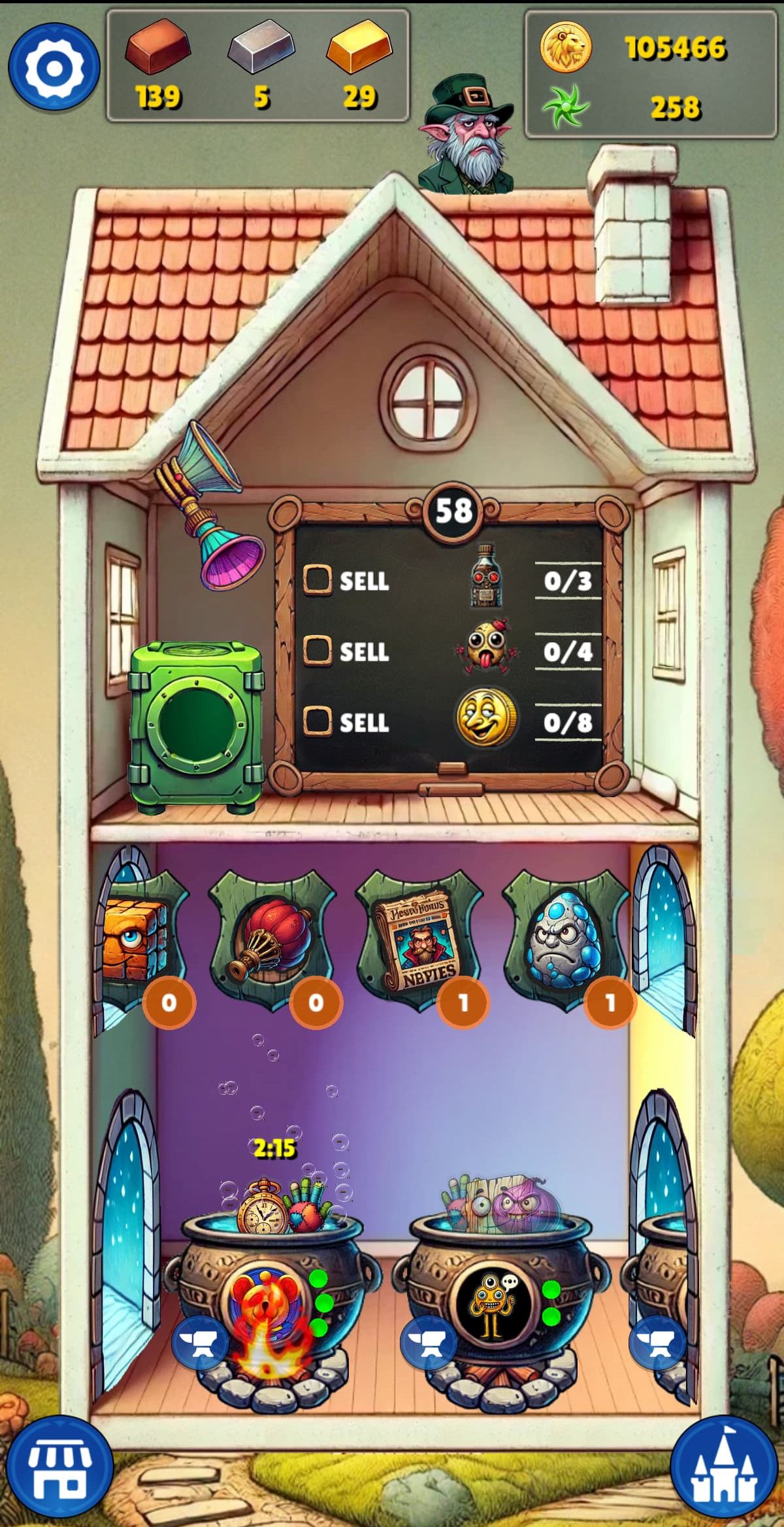 Screenshot 1: Brewing potions in headquarters